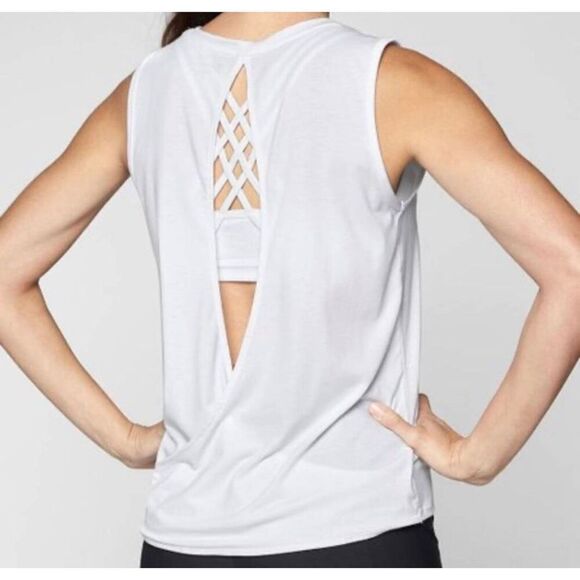 ATHLETA Essence Open Back Tank In White Size MT - Picture 1 of 3